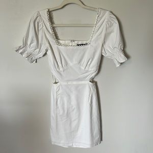 Square neck white mini dress